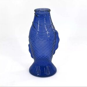 Cobalt Blue Fish-Shaped Glass Vase - Decorative Home Accent NWT